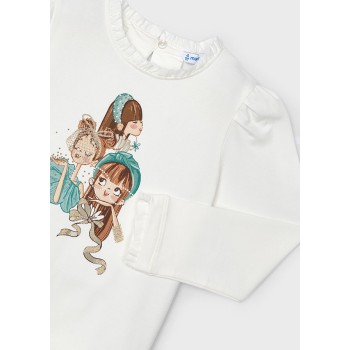 T-shirt écru fille - MAYORAL | Jojo&Co : Vêtements enfants - Antibes