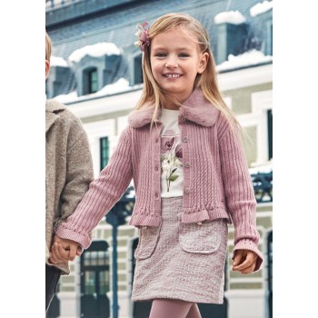 Cardigan vieux rose fille - MAYORAL | Jojo&Co : Vêtements enfants - Antibes