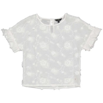 Top blanc brodé - LEVV | Jojo&Co : Vêtements enfants - Antibes